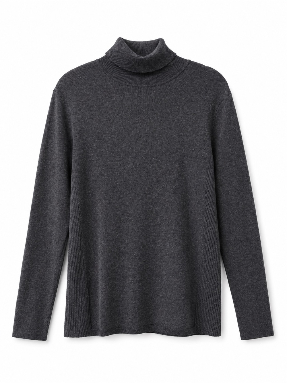 Chico’s Gray Ribbed Turtleneck Sweater Size 3 Soft Stretch Knit